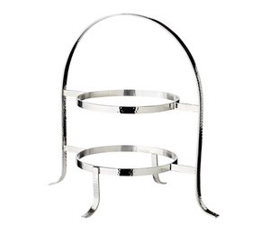 Taartstandaard Sina (hoogte 33 cm), gehamerd, voor 2 borden Ø 20 tot 28 cm, zwaar verzilverd