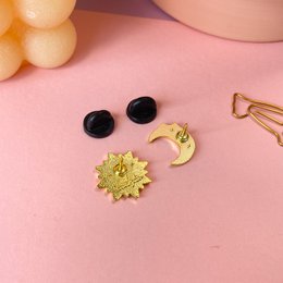 Sonne & Mond Mini-Pin-Set | Vergoldet | Harte Emaille-Pin | Pin-Brosche