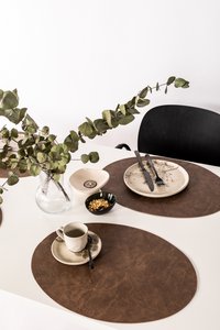 Placemat TROJA - ovaal - kunstleer - 33x45 cm, taupe