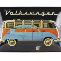 Volkswagen VW T1 Bus Metal Sign 20x30cm - Samba & Beetle/Black