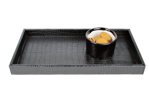 Tablett rechteckig Kroko schwarz