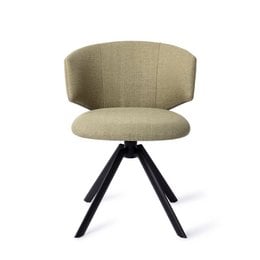 Jesper Home Misato Dining room chair, a round, upholstered chair with a swivel base in cinnamon spice, buttercup, pink peony, or oh oh oregano colors.