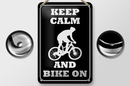 Tin sign saying 12x18cm Keep Calm and Bike on decoration