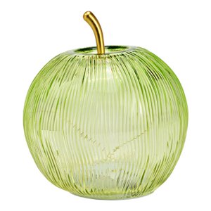 Decoratieve appel met 15 LED/timer van glas, groen (B/H/D) 16x17x16cm