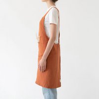 Baked Clay Linen Japanese Crossback Apron