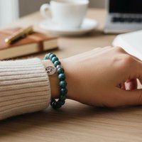 Women's bracelet Picasso Jasper blue 8 mm with Tree of Life charm