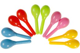  Colorful plastic maracas, bright red yellow pink blue green, musical toy shakers, pairs included.