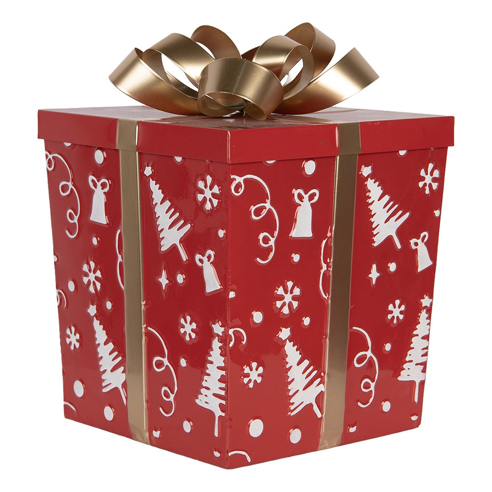 Kerstdecoratie Beeld Cadeau 26x26x33 / 21x21x27 cm Rood Metaal