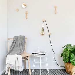 Round Beech Wood Wall Hook / Hanger with Leather Loop