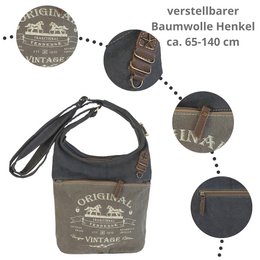 Sunsa schoudertas voor dames. Canvas/canvas & lederen hobo tas. Vintage crossbodytas in retrostijl met veel vakken met ritssluiting ...