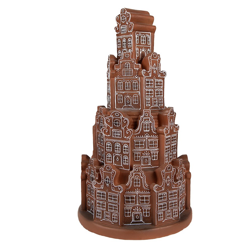 Gingerbread house met LED Ø 18x33 cm Bruin Polyresin Kerstdecoratie
