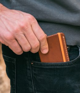 Cognac leather card holder