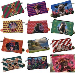  Assorted pencil cases featuring colorful designs with deer, polka dots, and other patterns. The cases are suitable for storing pencils, makeup, or other small items.