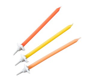 Set mit 12 Geburtstagskerzen und 12 Fackelmann Rio Party Bobèches