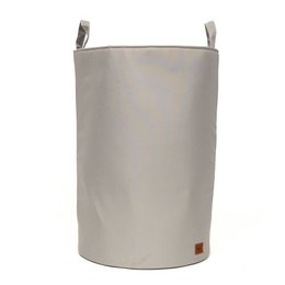A large, grey fabric storage basket with handles, suitable for storing toys or other items in a child's room.