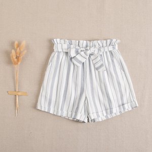 Girl's striped paperbag shorts with belt I116-21312245