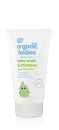 Gentle, fragrance-free baby wash and shampoo made with organic ingredients. Suitable for sensitive skin.