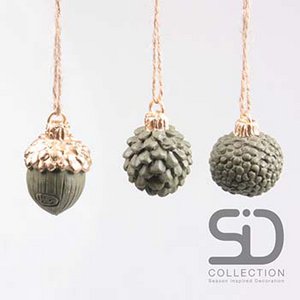 CONE FRUIT HANGING 3.ASS 4.5X4X4 CM OLIVE GREEN