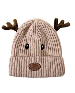 Kindermütze - Beige mit Rentier