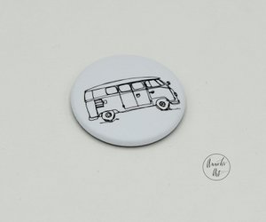 Bulli-magneten | Zwart-wit Bulli zijaanzicht