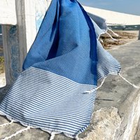 Hamamtuch Fouta Waffle Stripes - Lapisblau - 100x200cm