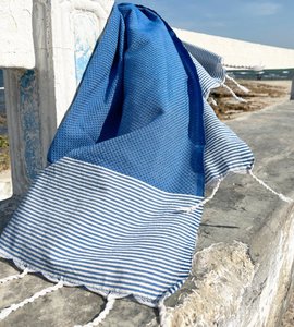 Hammam Towel Fouta Waffle Stripes - Lapis Blue - 100x200cm