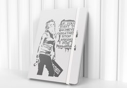 A5/A6 notebook with a tartan pattern featuring green and red squares on a dark background.