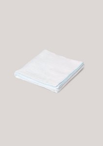 Musselin mit Häkelpaspel – Hellblaue Paspelierung