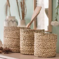 Small Seagrass Basket BHINNEKA | Plant Basket | Woven Boho Basket | Planter | Decorative Basket | Small Storage Basket | Round Flower Basket