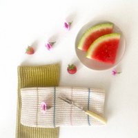 Molly knitted dishcloth, olive + stripe