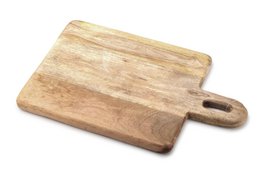 Rectangular wooden serving board with a rustic, boho-inspired design. Measures approximately 39 x 25 x 2.5 cm. Crafted from natural wood materials.