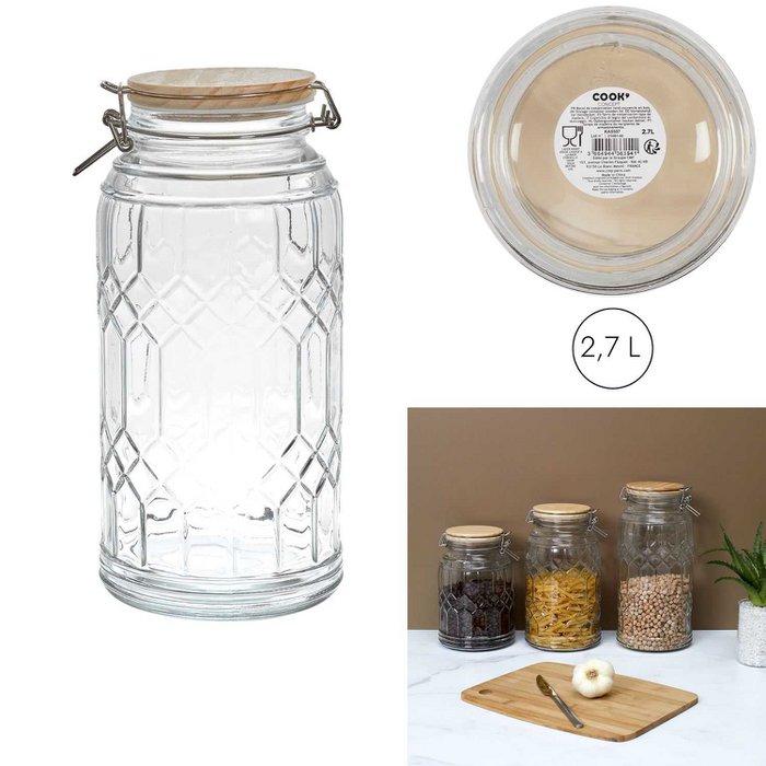 7 Piece Glass Storage Jars With Bamboo Lid