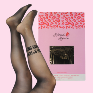 1-Pair %23StatementTights RICH B*TCH ENERGY ONLY "Message on Tights" black tights 40 DEN