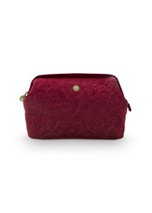 Cosmetic Purse Extra Large Velvet Quiltey Days Red 30x20.7x13.8cm