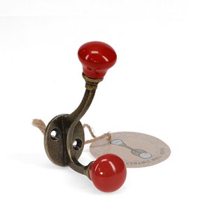 Keramische dubbele haak - rood