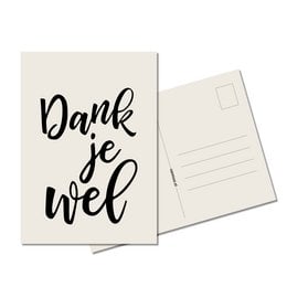 A simple, handwritten-style "Thank you" card with a black and white color scheme.
