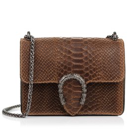 Firenze Artegiani. Lorenza Bolso de mano Mujer.Piel auténtica Gamuza Grabado Serpiente