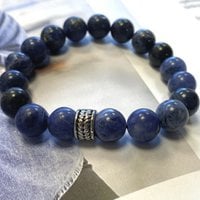 Herrenarmband Sodalith / Edelstahlperle