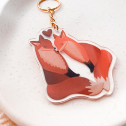 Llavero zorro pareja acrílico - regalo boda zorros