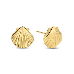 New Bling - 9NBG-0804 - gouden oorbelknopjes schelpjes - 14 karaat - 8,25x7,9mm