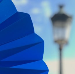 Eventail, éventail à main, éventail, bleu roi opaque