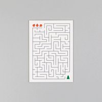 Postkarte Holzschliff Weihnachtskarte Ted Labyrinth