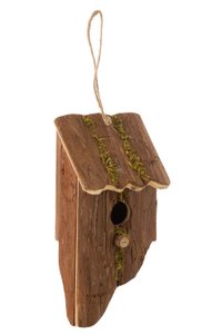 J-Line Bird Box Slanted Spruce Wood Brown