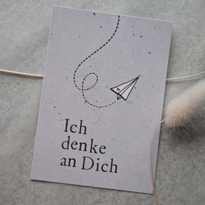 Small card "I'm thinking of you" with illustration letter