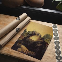 Drippy Mona Lisa Guld Graffiti Print