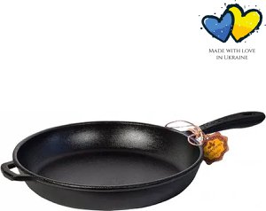 Koekenpan gietijzer - ø 20 x 4 cm - Gietijzeren pan voor alle warmtebronnen - Metalen handvat - PFAS vrij - Zwart