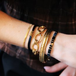 Tilabead bracelet – black/anthracite/gold-plated