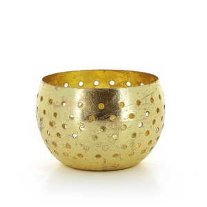 Großes Windlicht DOTS GOLD, Eisenblech