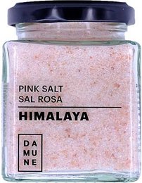 Pink Himalayan salt, 200g jar, natural mineral salt with a light pink color.