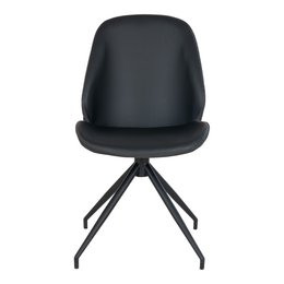 Monte Carlo Dining Chair - Black, PU Leather, Swivel - set of 2